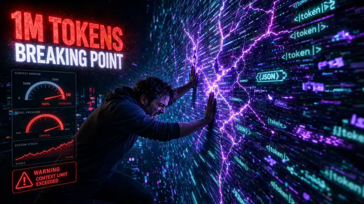 Visualization of context window stress test showing performance metrics at different token levels