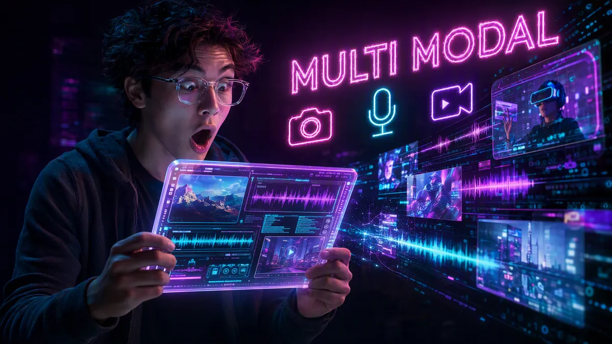 Kimi K3 multimodal interface showing image analysis, audio transcription, and video understanding results