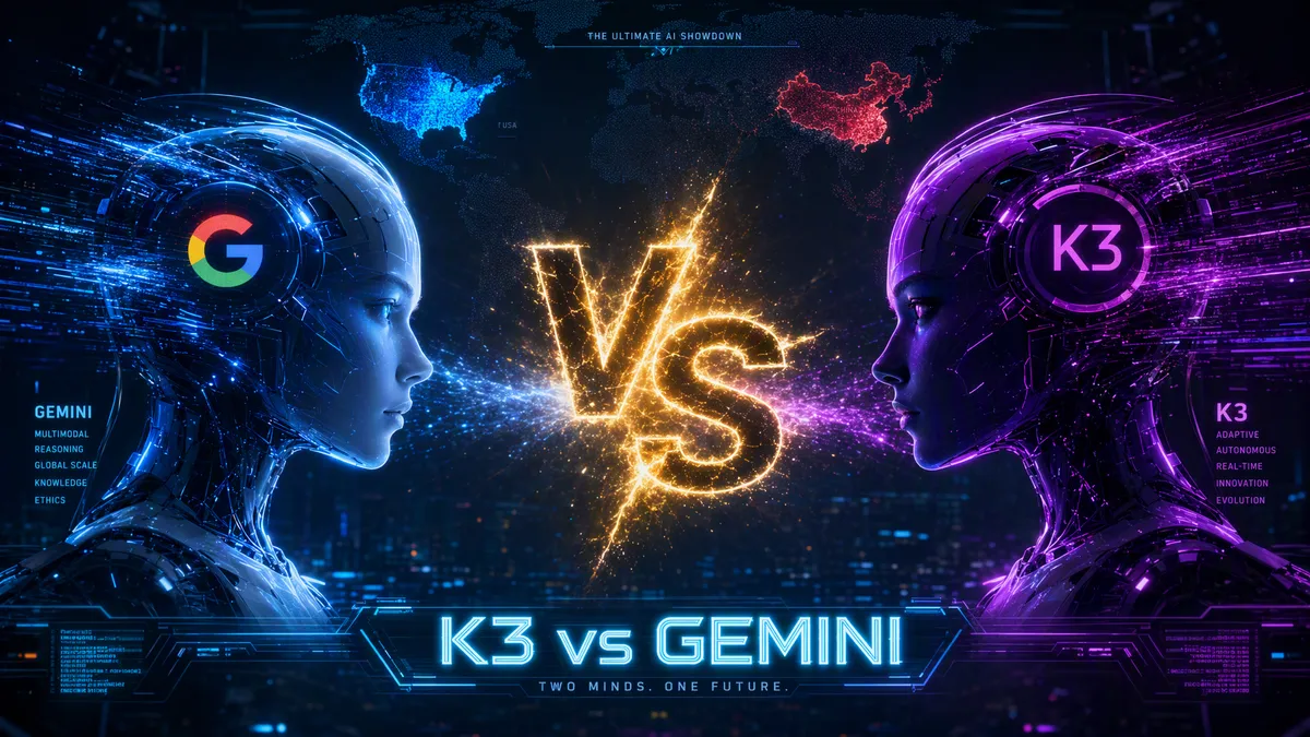Split comparison of Kimi K3 and Gemini 2.5 Pro interfaces showing different output styles